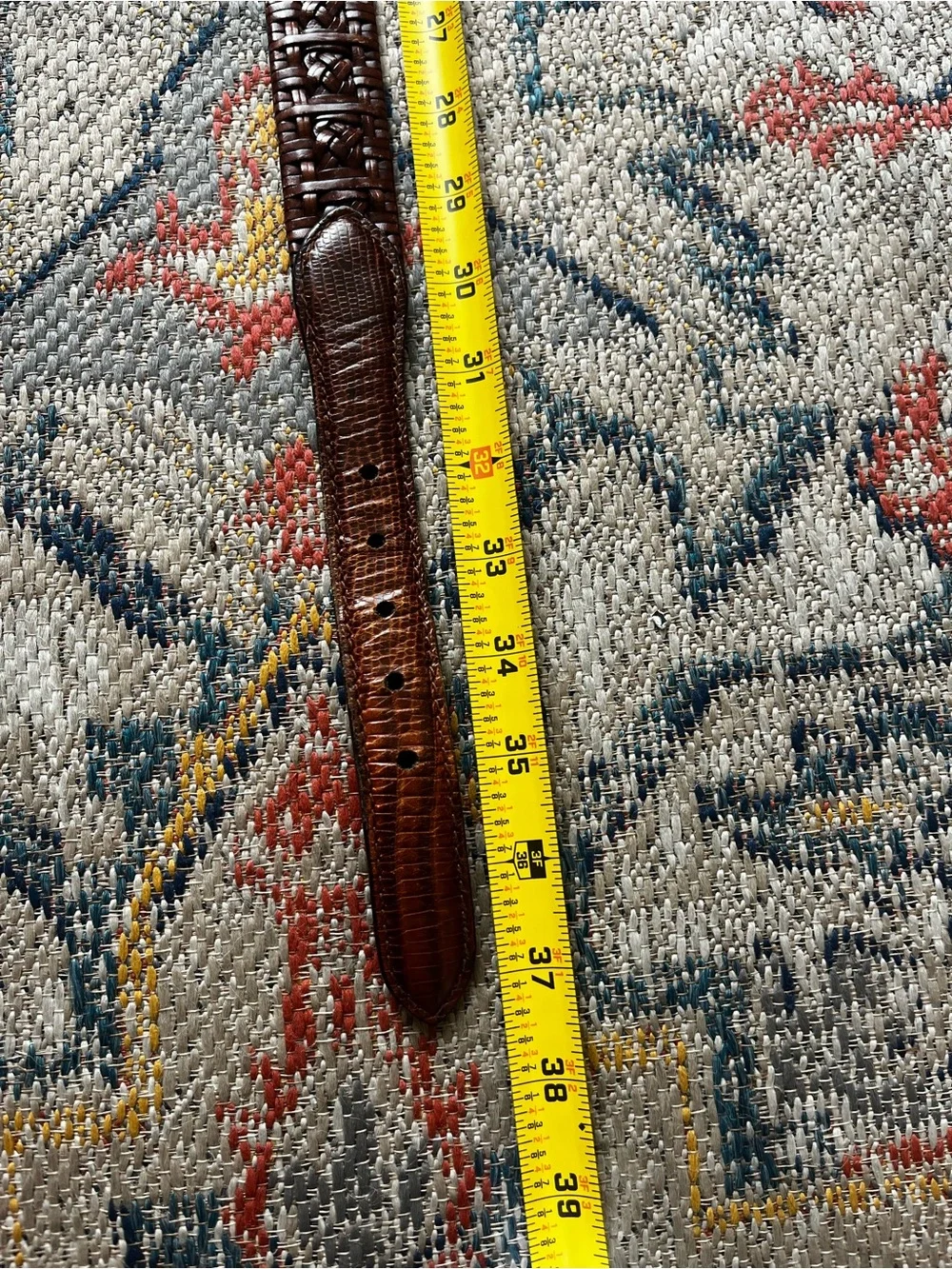 Handcrafted Woven Chestnut Brown Leather Belt with Polished Buckle Unbranded
